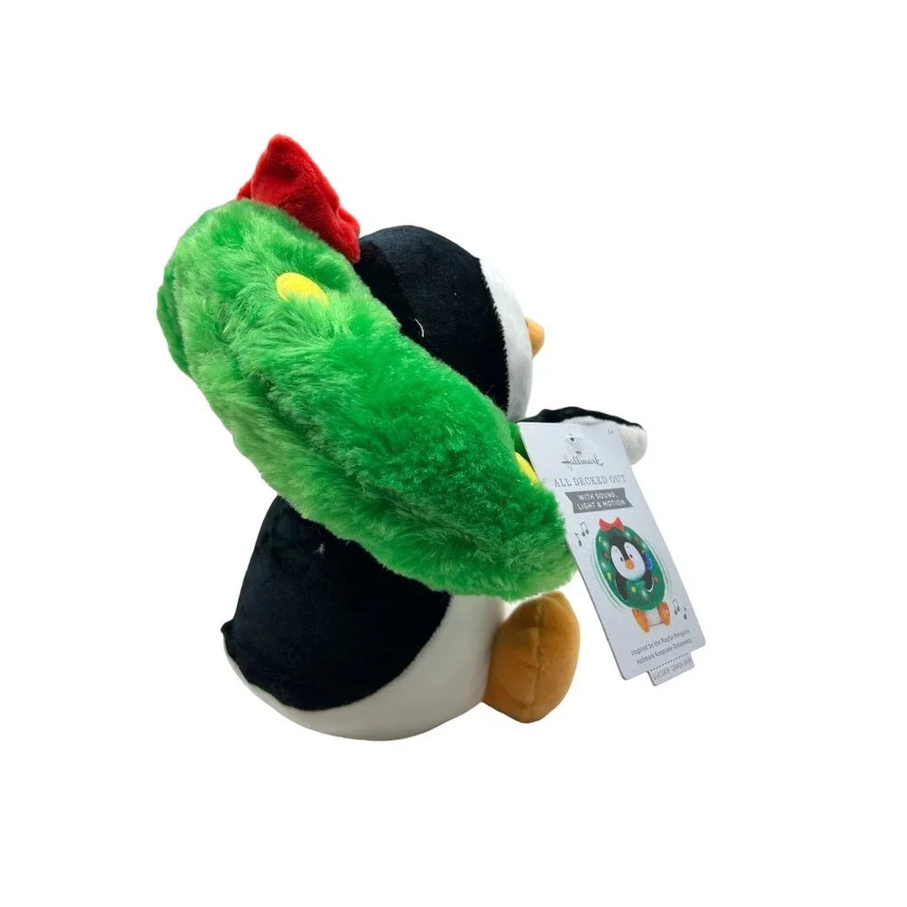 Hallmark Playful Penguins All Decked Out  Animated Musical Light Plush Stuffed T